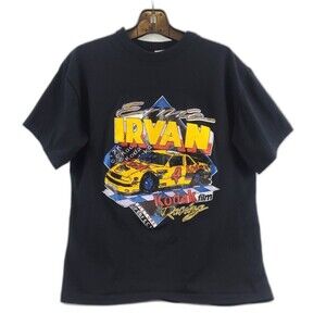 Vintage Ernie Irvan Single Stitch Nascar T-Shirt Medium Racing Kodak Film Black